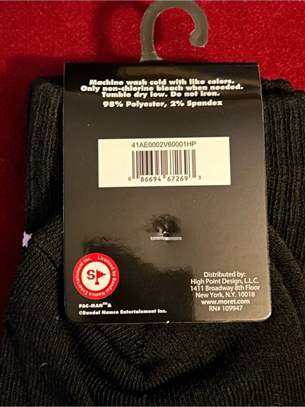 Men’s PAC Man Black Novelty Crew Socks 9-12 shoe size 6.5-12 New